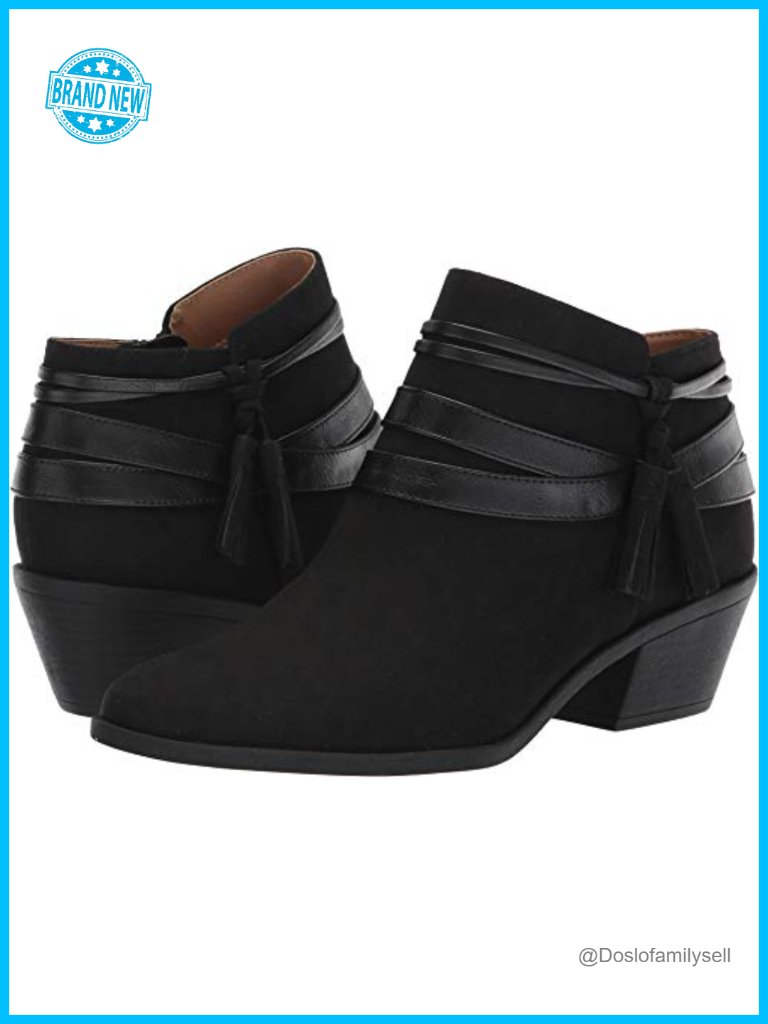Suede Ankle Bootie With Side Zip, Block Heel